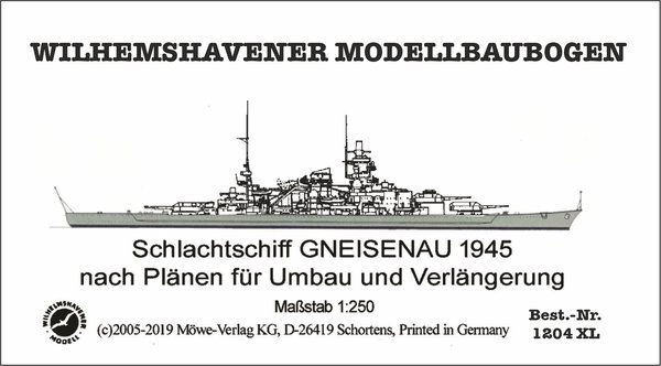 Schlachtschiff GNEISENAU nach Plänen für den Umbau und Verlängerung
