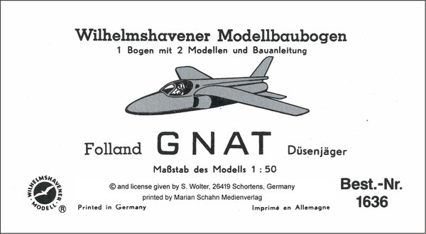 FOLLAND Fo 141 GNAT (2 Modelle)